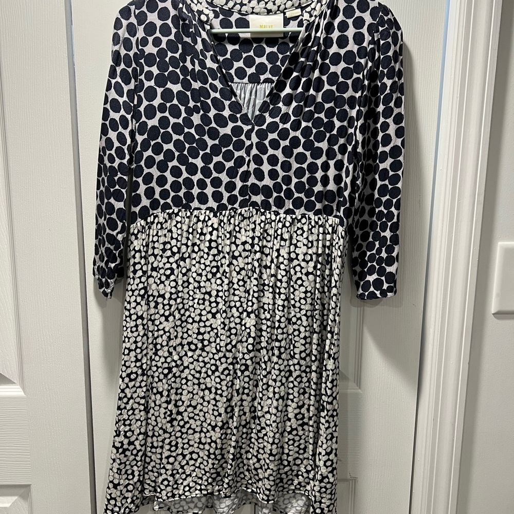 Maeve Navy and White Polka Dot Kids Dress